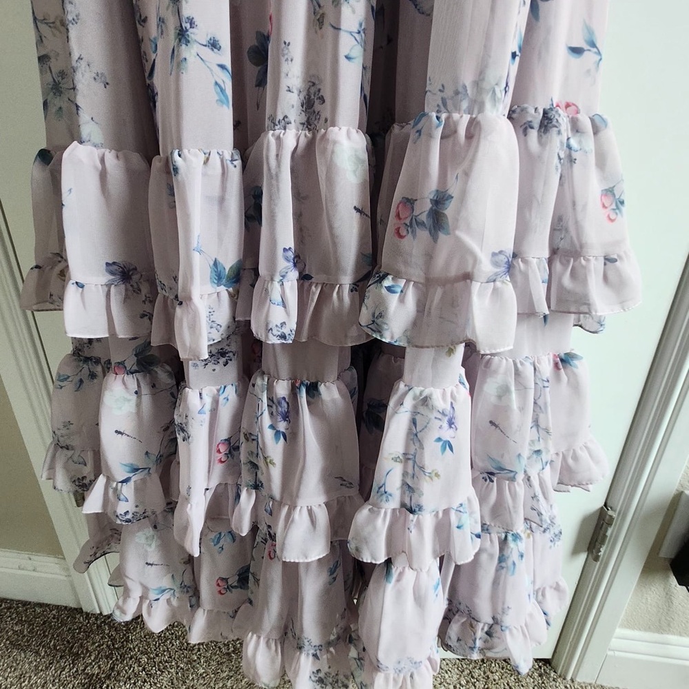 Mac duggal Floral Pink Maxi Dress  10893 - Picture 5 of 9